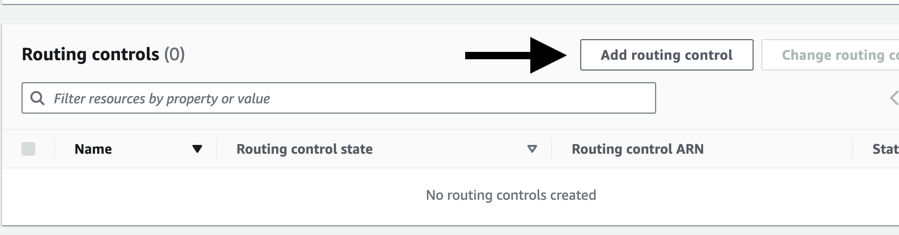 Navigating to Routing Control in Route 53 Application Recovery Controller. Adding a new routing control to the default Control Panel.