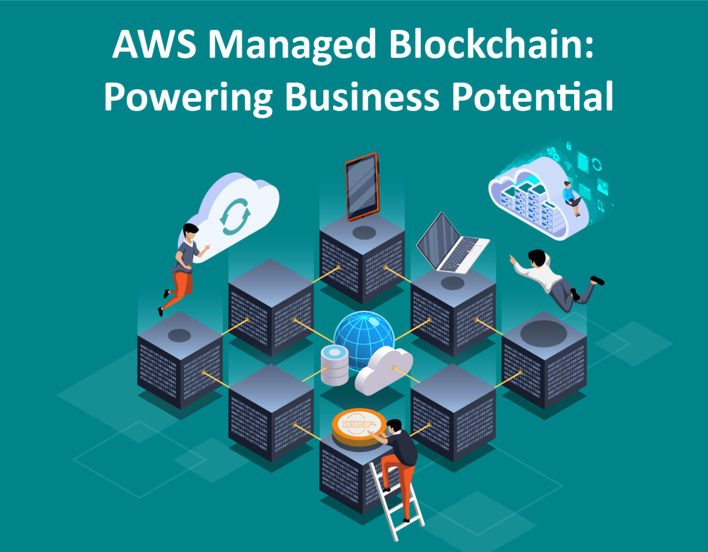 Visual representation of the 'AWS Managed Blockchain: Powering Business Potential' blog post