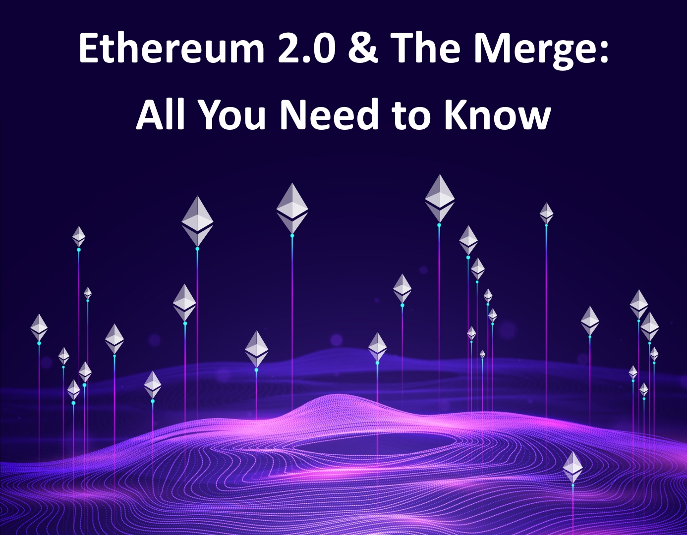 Cover image for the blog post about Ethereum 2.0 upgrade, featuring energy efficiency, scalability, and enhanced security through Proof-of-Stake and Sharding mechanisms.
