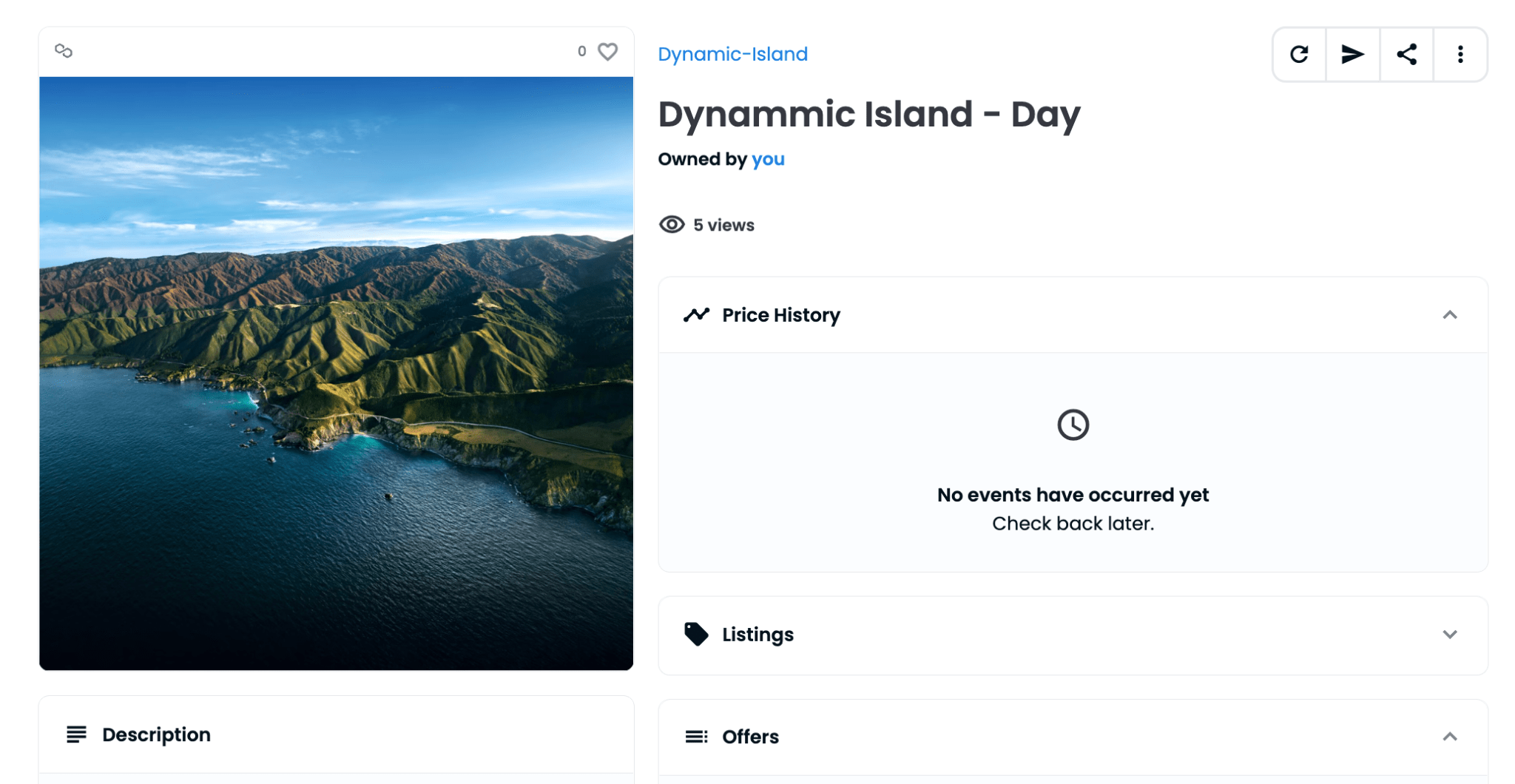 Visual representation of a DNFT called Dynamic Island during daytime.