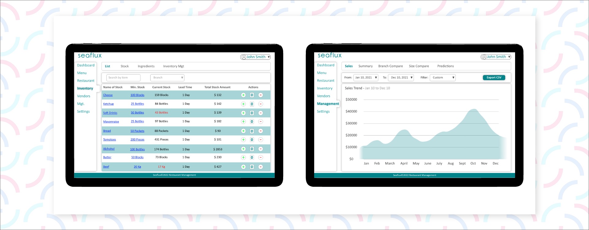 App interface displaying user-friendly design and AI-driven features, optimizing restaurant management operations